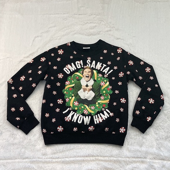 Buddy the Elf Peppermint Ugly Christmas Sweater - Picture 1 of 5